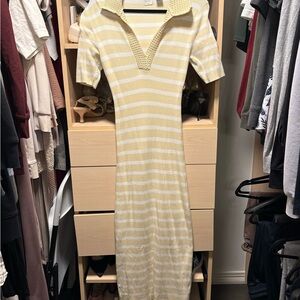 Yellow Striped Knit Dress